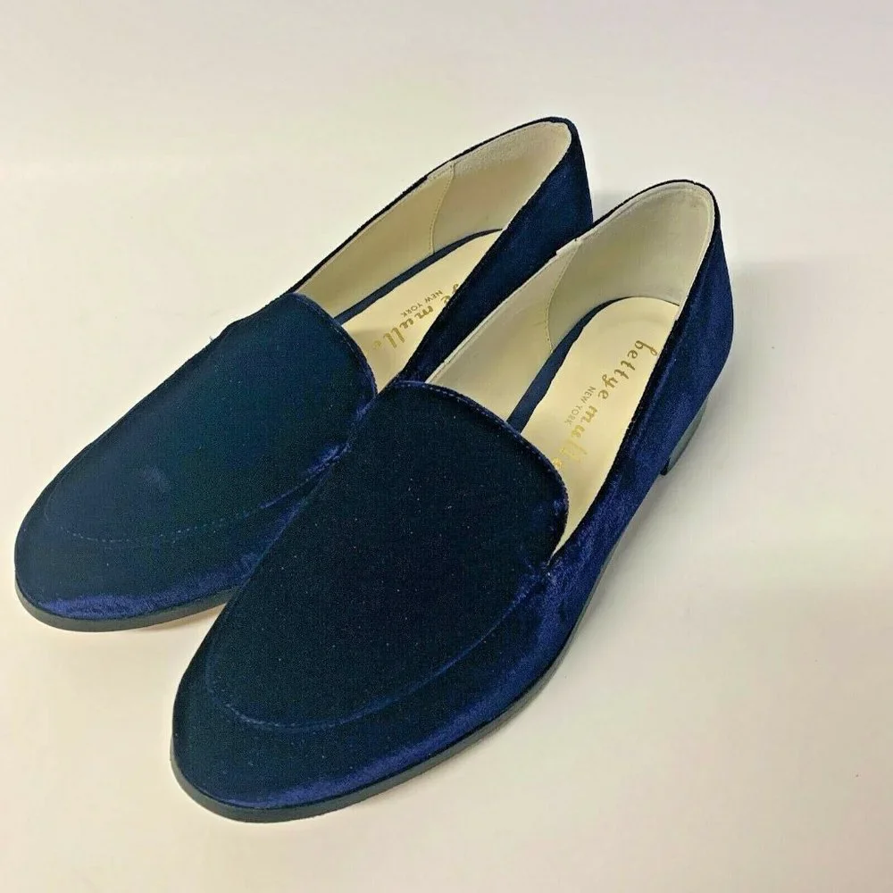 Bettye Muller Classic Loafers Blue Crush Velvet Shoes Regency Navy 7.5 38.5 Eur - Picture 1 of 12